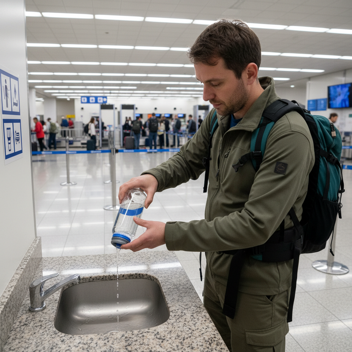 Gourde filtrante en avion | Bagage cabine ou soute ?