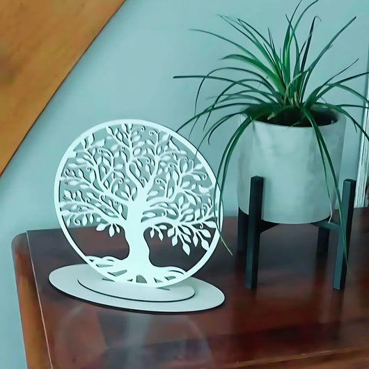 décoration arbre de vie gravure bois avec support